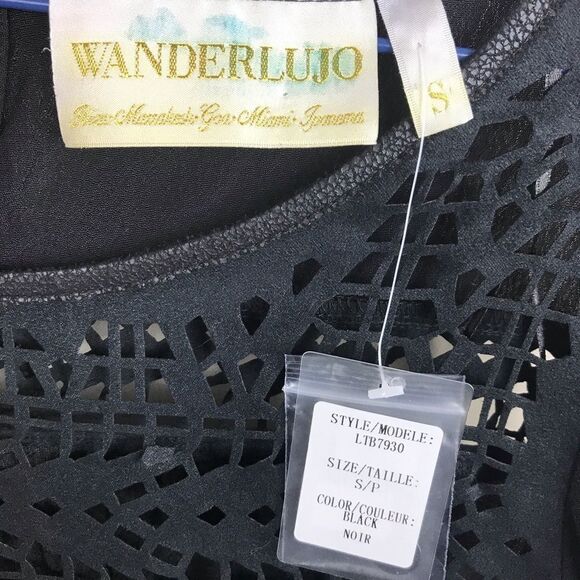 NEW Boutique‎ Black Cut Out Faux Suede Long Sleeve Mini Boho Dress - Picture 9 of 13